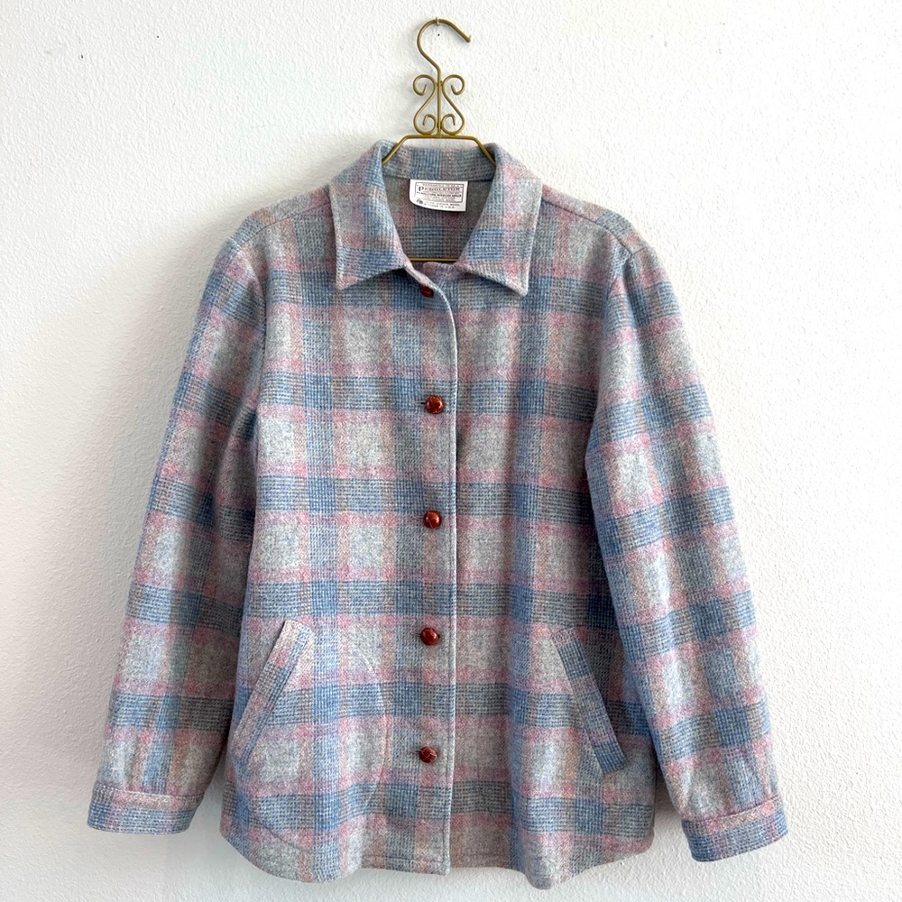 Vintage Pendleton Wool Leather Button Jacket